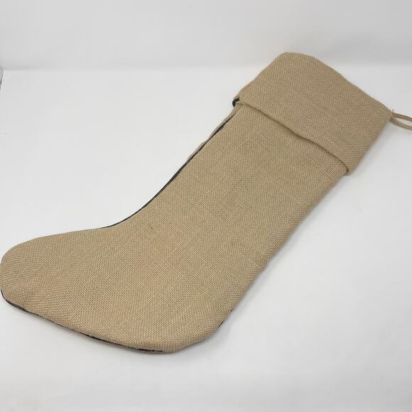 Storehouse Burlap Mr & Mrs Holiday Christmas Stockings Set of 2 Beige Black Trim - Picture 10 of 12